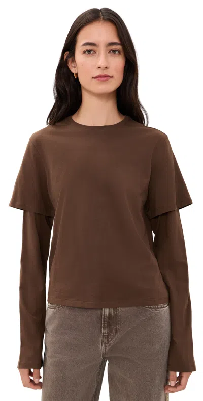 Still Here 2tee Layered Top Chocolate In Brown | ModeSens