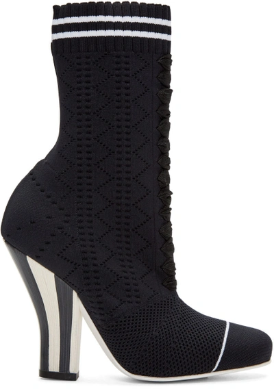 Fendi Open Work Sock Boots In Black