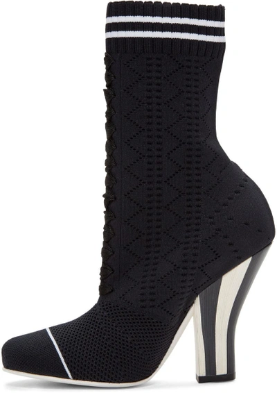 Shop Fendi Black Stretch Sock Boots In F0kjr Black/white