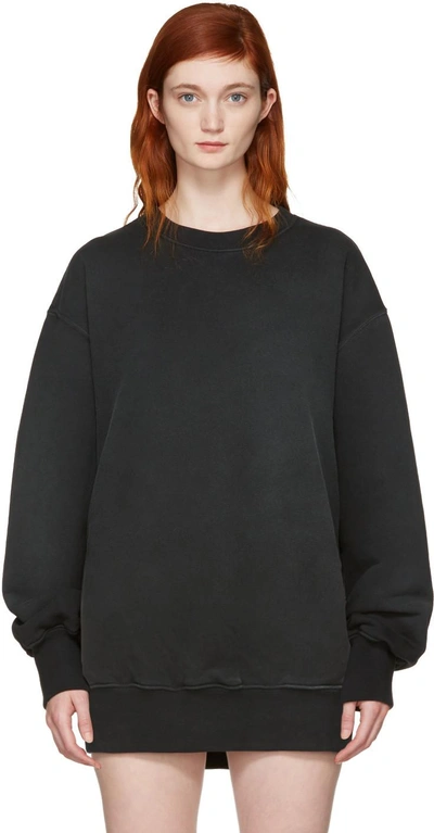 Shop Yeezy Black Boxy Crewneck Sweatshirt