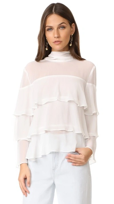 Endless Rose Semi High Neck Blouse In Ivory