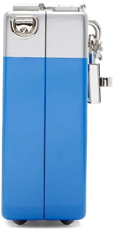 Shop Dolce & Gabbana Blue & Silver Walkman Box Clutch