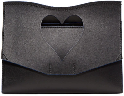 Proenza Schouler Curl Heart Cut-out Medium Leather Clutch In Black