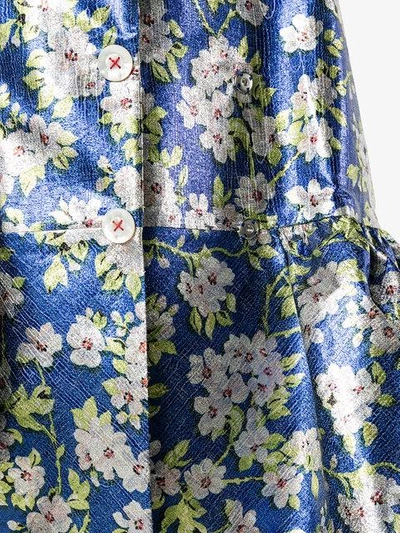 Shop Delpozo Floral Jacquard Coat In Blue