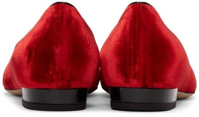 Shop Charlotte Olympia Red Velvet Kitty Flats