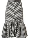TOME pleated trim checked skirt,TS175041