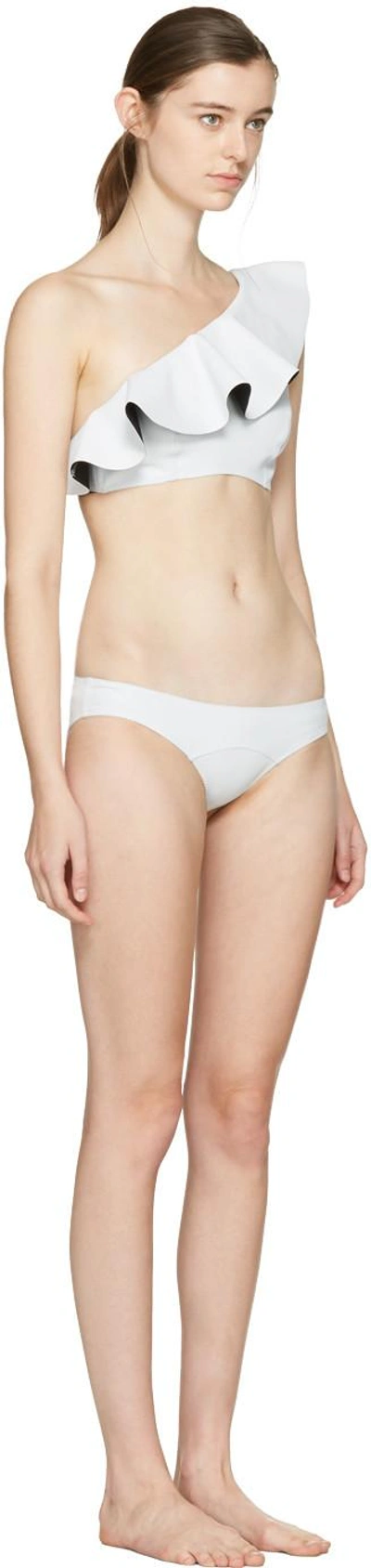 Shop Lisa Marie Fernandez White Arden Flounce Bikini In White/black Bonded