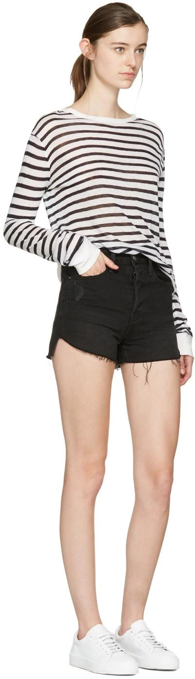 Shop Frame Black Denim Le Original Tulip Shorts