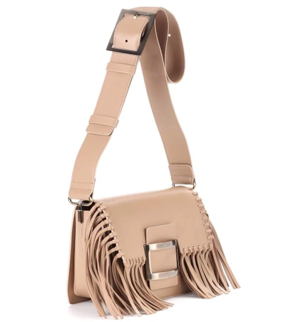 Shop Roger Vivier Viv' Mini Leather Shoulder Bag In Brown
