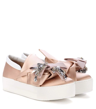 N°21 Satin Trainers In Light Pink