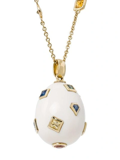 Shop Bibi Van Der Velden Mammoth Egg Diamond Sapphire Necklace In Metallic