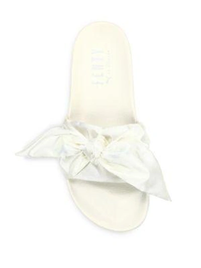 Shop Puma Fenty  X Rihanna Satin Bow Slides In Marshmallow