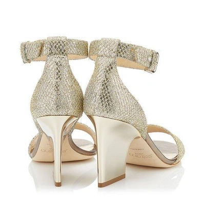 Jimmy Choo Edina 85 Champagne Glitter Fabric Wedges | ModeSens