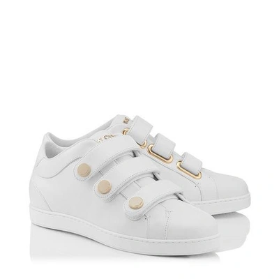 Shop Jimmy Choo Ny White Calf Leather Trainers