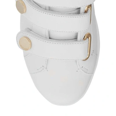 Shop Jimmy Choo Ny White Calf Leather Trainers