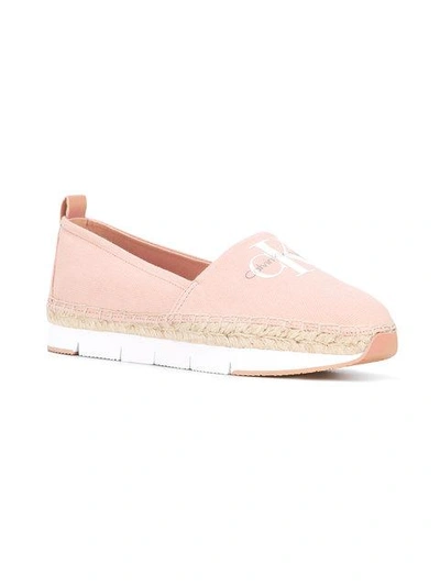 Shop Calvin Klein Logo Print Espadrilles In Pink