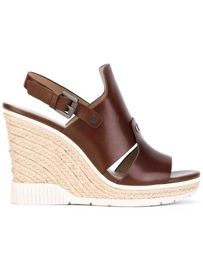 Shop Calvin Klein Cog Wedge Sandals  In Brown
