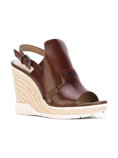 Shop Calvin Klein Cog Wedge Sandals  In Brown
