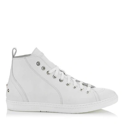 Shop Jimmy Choo Colt Ultra White Smooth Calf Leather High Top Trainers