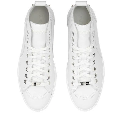 Shop Jimmy Choo Colt Ultra White Smooth Calf Leather High Top Trainers
