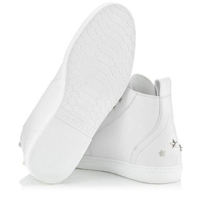 Shop Jimmy Choo Colt Ultra White Smooth Calf Leather High Top Trainers