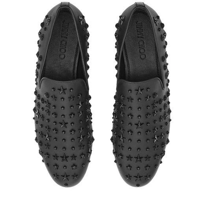 Shop Jimmy Choo Sloane Black Sport Calf Leather Slippers With Mixed Studs