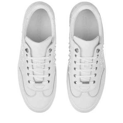 Shop Jimmy Choo Ace Ultra White Sport Calf Low Top Trainers With Mixed Stars