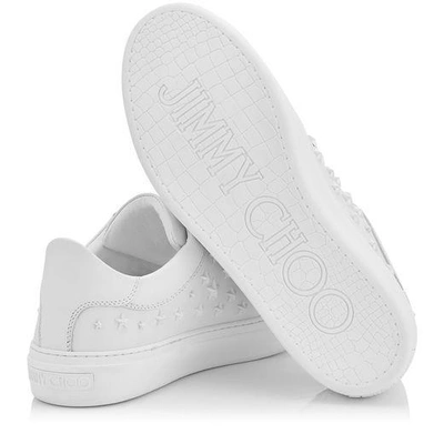 Shop Jimmy Choo Ace Ultra White Sport Calf Low Top Trainers With Mixed Stars