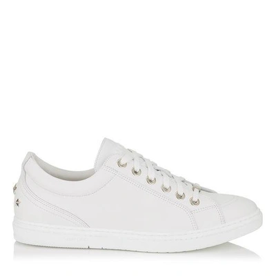 Shop Jimmy Choo Cash Official White Smooth Calf Leather Low Top Trainers In Ultra White