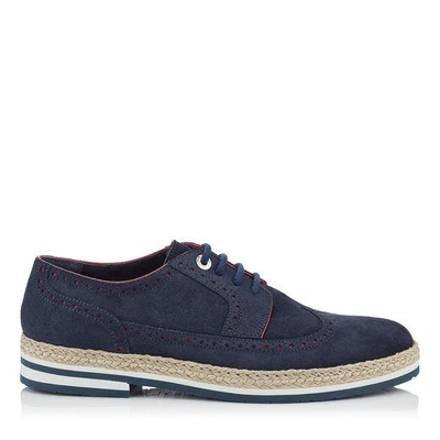 Shop Jimmy Choo Jake Official Navy Dry Suede Contrast Brogues