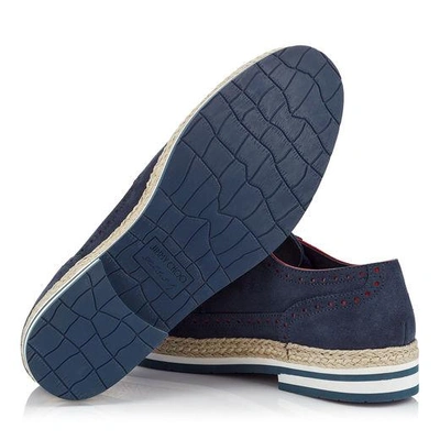 Shop Jimmy Choo Jake Official Navy Dry Suede Contrast Brogues