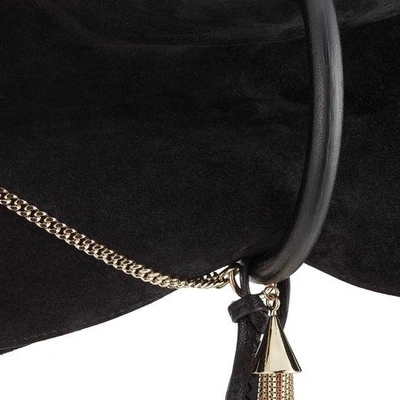 Shop Jimmy Choo Charley/l Black Suede Clutch Bag With Leather Bracelet