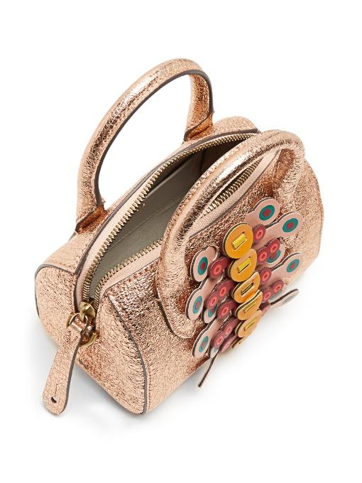 Anya Hindmarch Vere Mini Lasercut Appliquéd Metallic Texturedleather