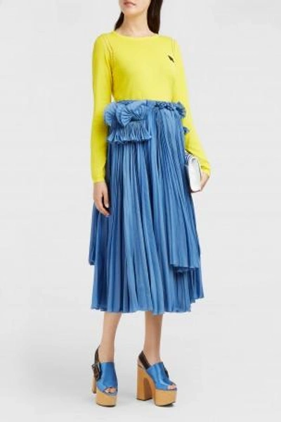 Shop Rochas Pleated Cotton Midi Skirt