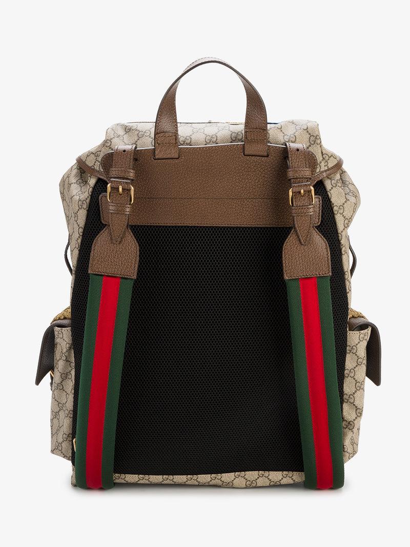 Gucci Gg Supreme Backpack With Patches, Beige/brown In Soft Gg Supreme ...