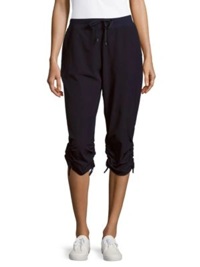 Andrew Marc Elasticized Cropped Pants In Deep Navy