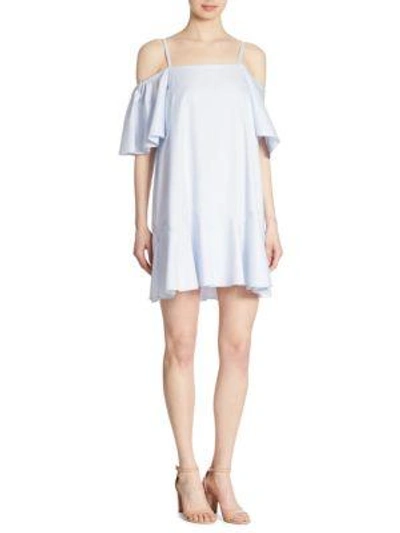 Shop Prose & Poetry Clemence Cold-shoulder Cotton Dress In Bluebell