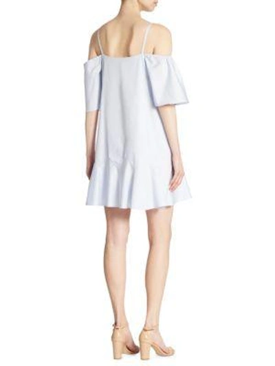 Shop Prose & Poetry Clemence Cold-shoulder Cotton Dress In Bluebell