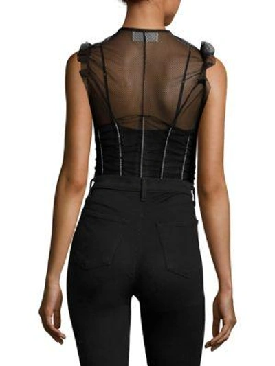Shop Maison Margiela Ruched Zip-front Bodysuit In Black