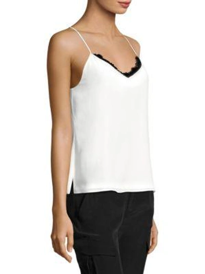 Shop L Agence Lia Lace-trimmed Silk Camisole In Ivory Black