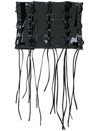 Shop Manokhi Lace-up Corset Belt In Black