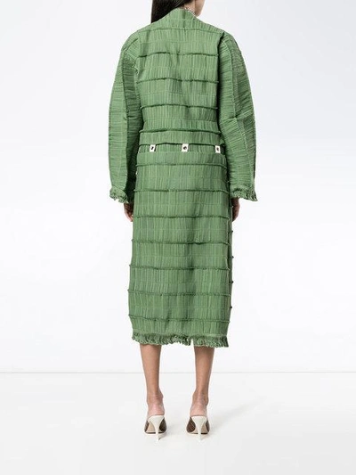 Shop Loewe Pleated Midi Dress In Green