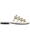 FABRIZIO VITI metallic daisy embellished sandals,LEATHER100%