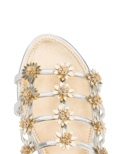 Shop Fabrizio Viti Metallic Daisy Embellished Sandals