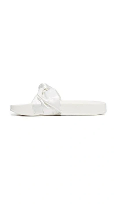 Shop Puma Bow Slides In Marshmallow/ Silver