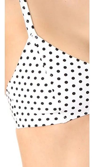 Shop Lisa Marie Fernandez Genevieve Bonded Bikini In White Bonded/black Polka Dot