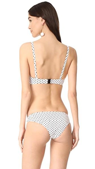 Shop Lisa Marie Fernandez Genevieve Bonded Bikini In White Bonded/black Polka Dot