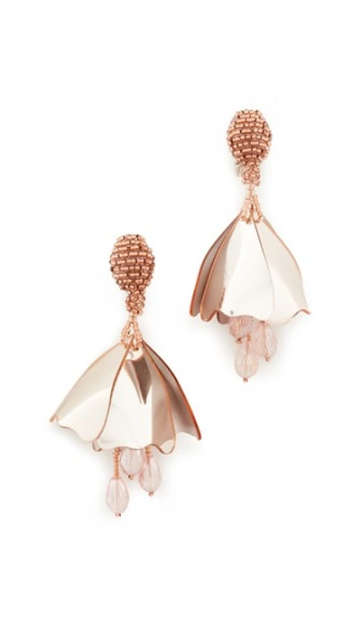 Oscar De La Renta Mini Impatiens Flower Drop Earrings, Rose Golden