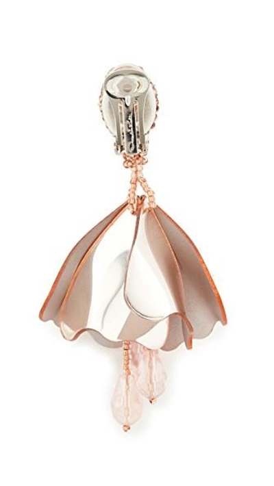 Shop Oscar De La Renta Mini Impatiens Flower Drop Clip On Earrings In Rose Gold