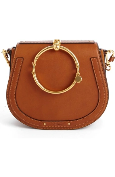 Shop Chloé Medium Nile Leather Bracelet Saddle Bag In Bdu Caramel